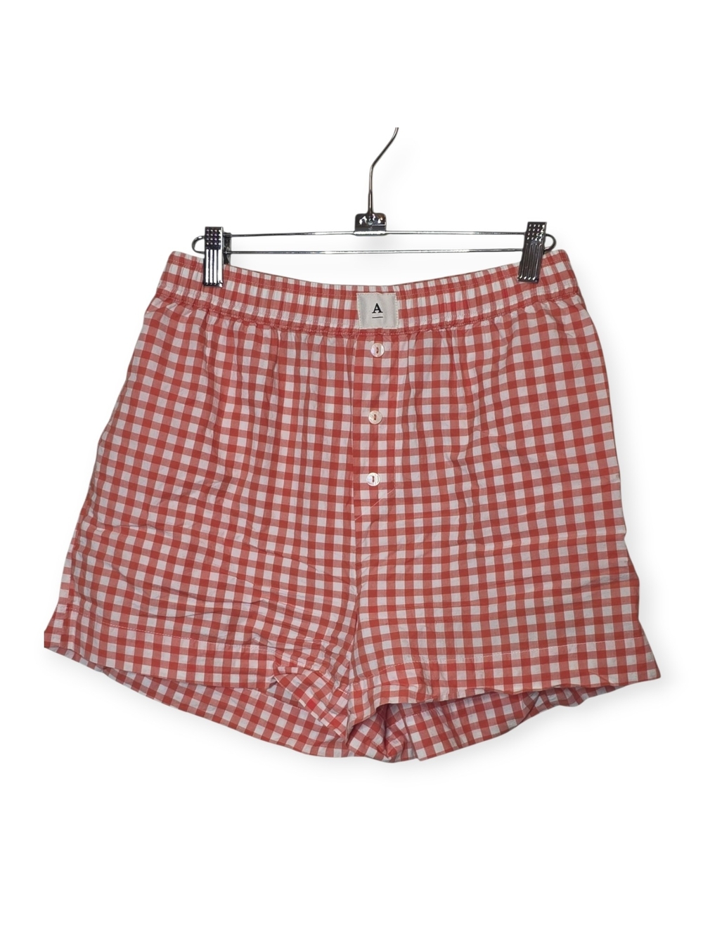 Women's By Anthropolgie gingham red and white boxer shorts, size XS